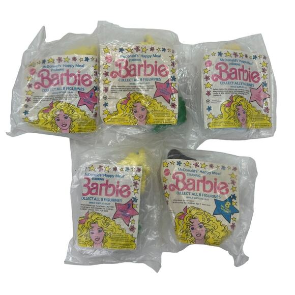 Vintage 1990 McDonalds Barbie Happy Meal Toys Lot of 5 Mattel - one triplicate - Picture 1 of 4